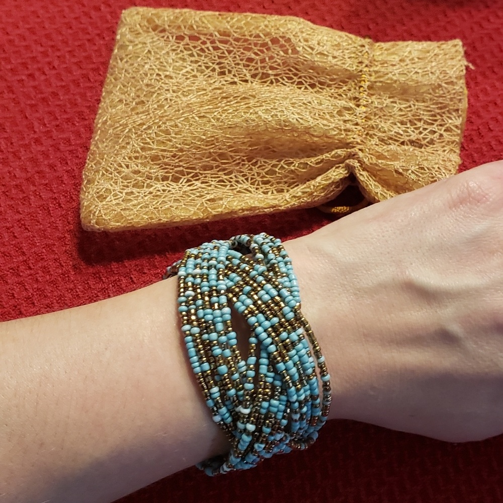 Pretty beaded braided wire bracelet...
